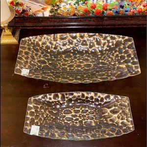 Gold Oval Glass Tray Small & Medium Set